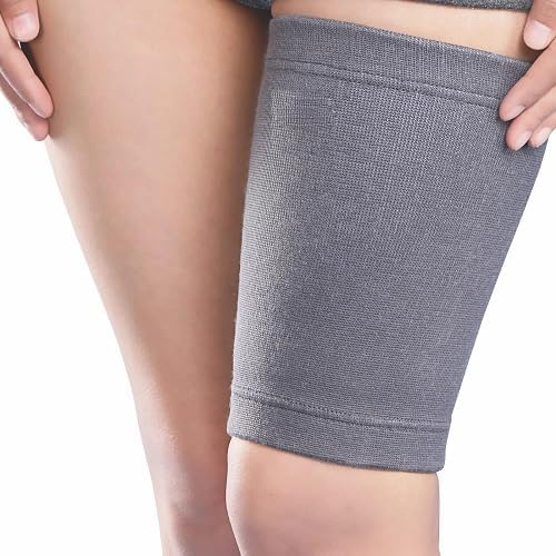 Grey Thigh Support Compression Sleeve for Muscle Pain, Hamstring Strain, Sports Injury Recovery, Comfortable Breathable Fit - (Size XXL)-picture-26
