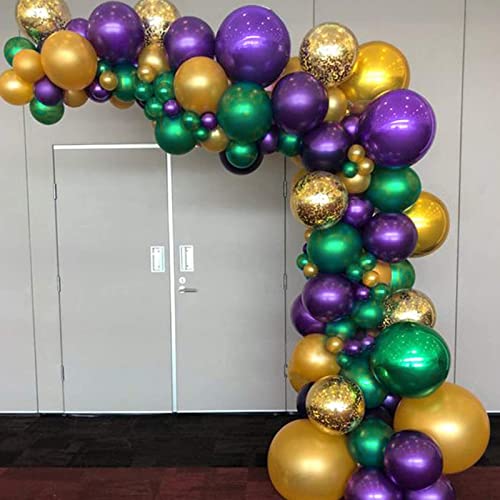 PartyWoo Purple Green Gold Balloons 50 pcs 12 Inch Purple Balloons Gold Balloons Hunter Green Balloons and Gold Confetti Balloons for Carnival, Vintage Party, Little Mermaid Party, Aladdin Party - 4