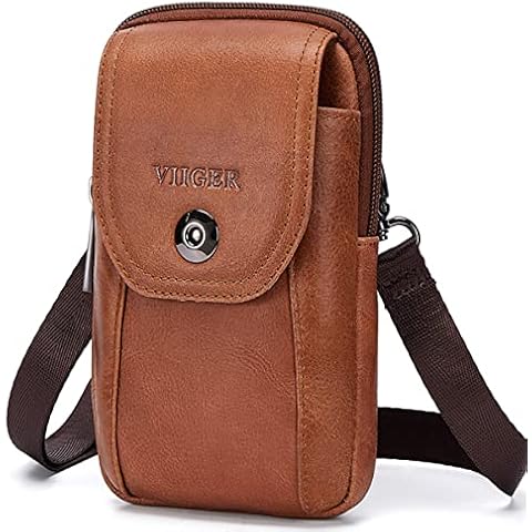 VIIGER Genuine Leather Phone Holster with Strap Cover