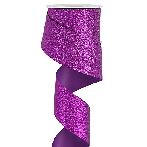 Meedee Purple Glitter Ribbon Gift Wrapping Cut Edge Ribbon 1-1/2 Inch X 10 Yards Sparkly Ribbon For Gifts Wrapping Cards Crafts Wreaths Hampers Christmas Halloween Decor Party Home Decoration #TOP5