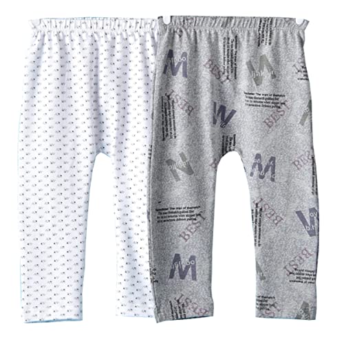 Blueleyu Infant Boys Girls Toddler Little Kids Pack of Cotton Stretch Snug Fitting Long Pant Leggings (2 of Pack, 12 Months)
