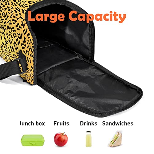 Lonchera para el almuerzo del trabajo con piel de leopardo porta alimentos portátil 3