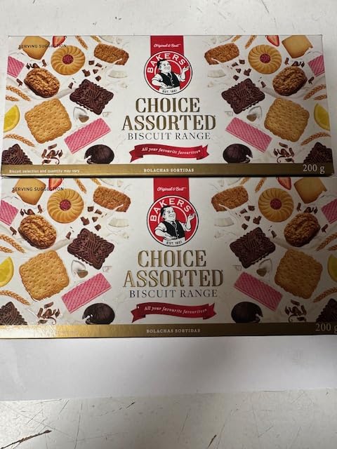 Bakers Biscuits Chice Assorted Cookies, South African Tea Time Assortment, 2 Count Box, Crisp and Crumbly,200gm