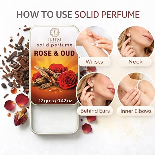 Image of Solid Perfume |Rose & Oud&G oud Alcohol Free Wax Perfume Balm, Long Lasting | Pocket Tin 12g, Pack Of 2| Non Greasy Smooth Glide, Travel Friendly Men And Women