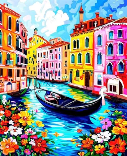 数字油絵 海 数字キットによる絵画 ボート Paint by Numbers DIYペイント 大人の 初心者 子供用 簡単に塗れる アクリル水彩絵の具 手芸 画材 手工芸 キット 3つのペイントブラシと1つのセットのアクリル顔料を使用 ホーム オフィス装飾