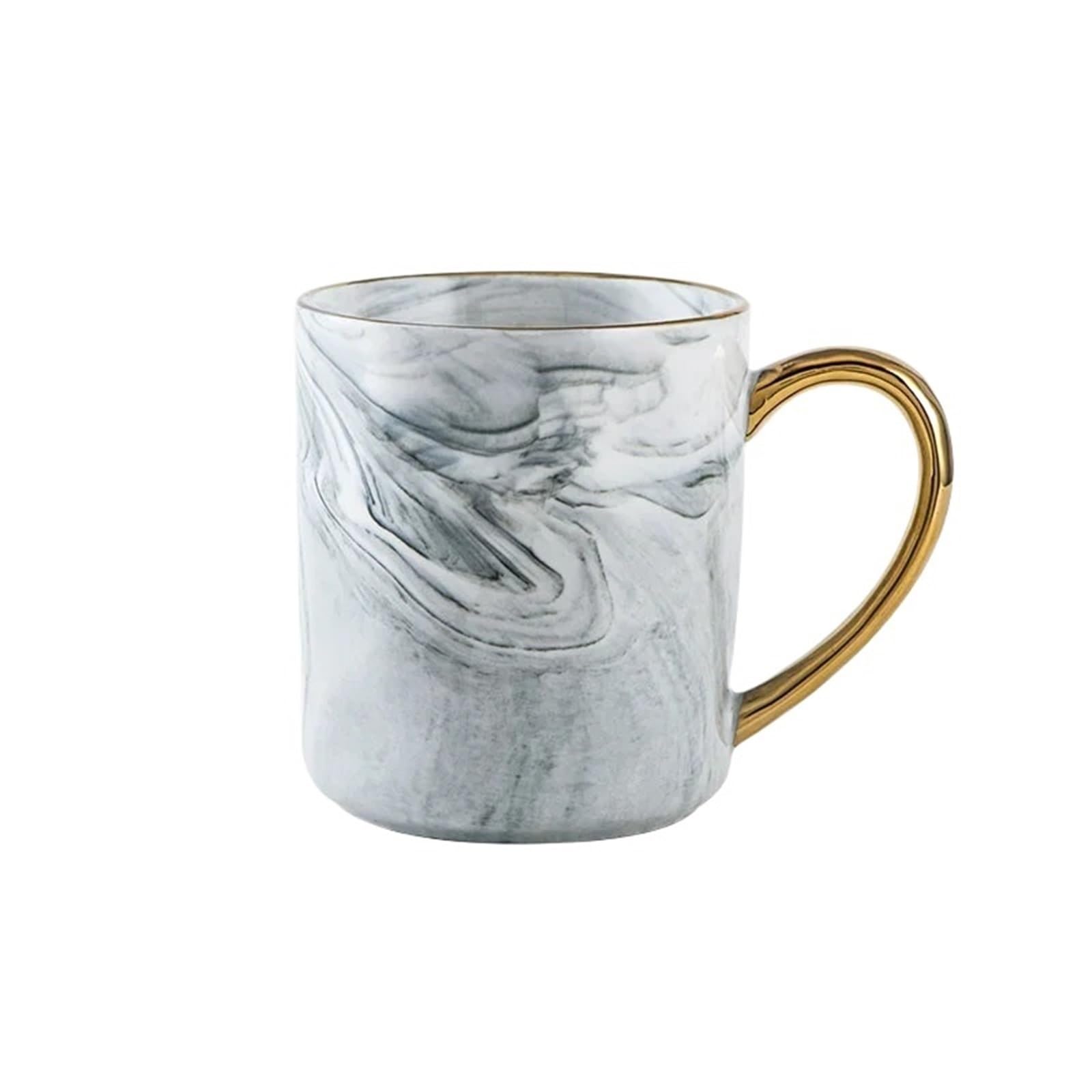 400 ml marmorierte Keramiktasse mit Goldrand, nordische Kaffeetasse, Paar, Jubiläumsgeschenk, Frühstück, Haferflocken, Milchbecher, Geschenk(Grey Only Cup)