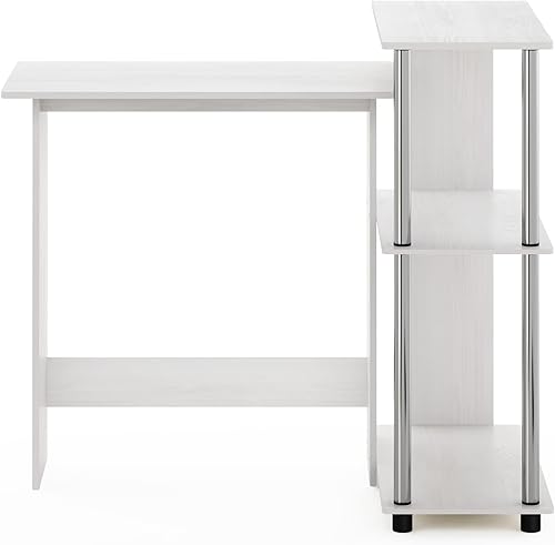 Miniatura 18 de Furinno Abbott - Escritorio esquinero para computadora con estantería, roble francés gris/negro Roble francés gris/negro.,Americano/Cromo,Espresso /