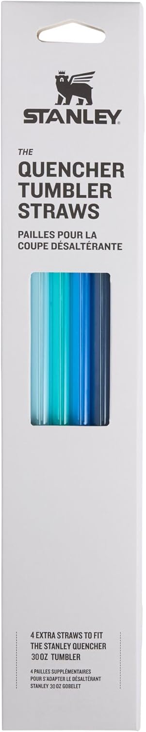 Stanley Quencher Tumbler Straws | Reusable Replacement Straws for Tumbler with Handle | Stainless Steel Drinking Cup Accessory | BPA-Free (Blue Multi Pack, 4 Pack for 30oz) Thumbnail