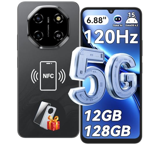 Blackview Shark 6 Smartphone 5G, 6.88''HD 120Hz Telefono Cellulare, Telefoni Android 15, Cellulari 12GB+128GB, Unisoc T8100, 5000mAh, 16+8MP, 5G Dual SIM/OTG/NFC/Face ID/Fingerprint