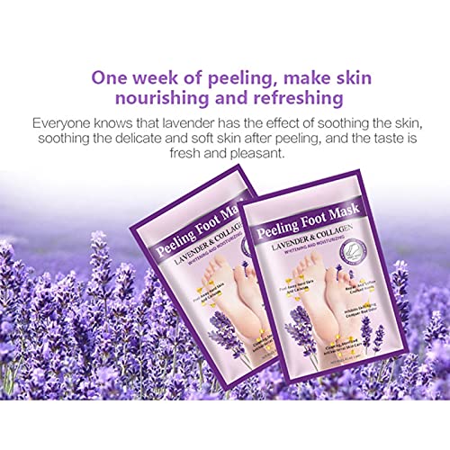 Lavender Collagen Foot Peel Mask, Soft Moisturizing Feet Dead Skin Removal Mask Foot Care - Image 3