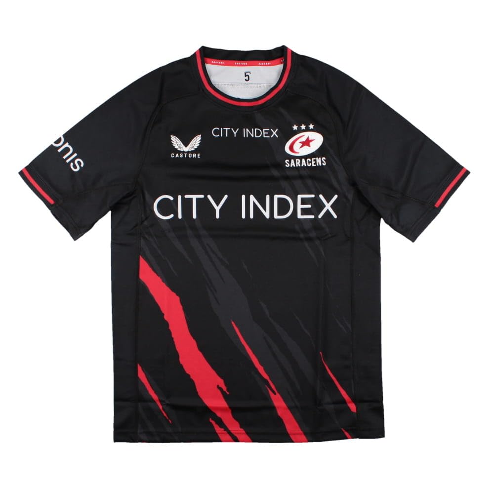 Castore 2023-2024 Saracens Home Rugby Football Soccer T-Shirt Black