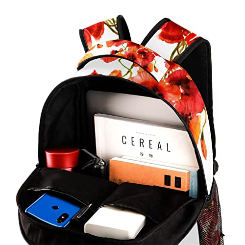 Sac à dos coquelicot rouge aquarelle idéal pour la rentrée des classes