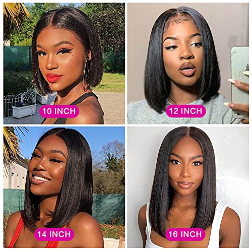 Larima 150% Density Glueless Blunt Cut Bob Wig Human Hair For Black Women Pre Plucked 4X4 Bone Straight Invisible Lace Front Closure Wig (12 Inch, 4X4 Lace Closure Wig) #TOP5
