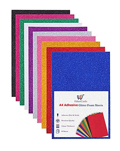 Feuilles de mousse autocollantes à paillettes en mousse EVA, faciles à découper, format A4, 1,8 mm d'épaisseur (10 couleurs - 10 feuilles) Cover