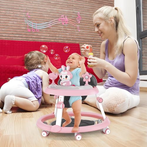 Trotteur Bébé Pliable, Youpala Bébé Évolutif Réglable en Hauteur 7 Niveaux, Trotteur Bébé Multifonction avec Roues Silencieuses Centre Activités...