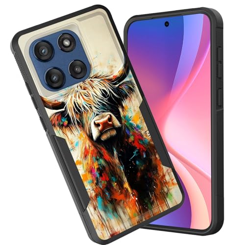 CICPLKSE for Motorola Moto Edge 2026 Case,Dual Layer Heavy Duty Hybrid Shockproof Hard PC Soft Silicone TPU Bumper Protective Case,Colorful Highland Cow Art
