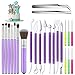 MEISO Juego de herramientas para decoración de tartas, 23 piezas, herramientas de modelado, pincel para decoración de galletas, aguja para galletas, aguja para mezclar azúcar, pinzas rectas (morado)