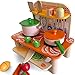 bee SMART Cucina in Legno Set - Portatile, 11 Pezzi compreso Utensili, pentole con coperchi, Orologio e condimenti. Gioco di Imitazione, Cucina Giocattolo in Legno con Accessori Inclusi.