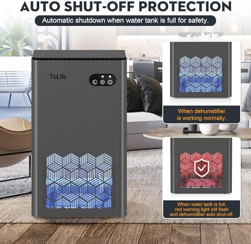 ToLife Dehumidifier, 1000 Sq Ft 95 oz Tank with Sleep Mode, Auto Shutoff — view 5