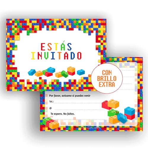 Edition Colibri – Conjunto de 10 convites com blocos de construção: Convites de aniversário para meninos e meninas, conjunto de 10