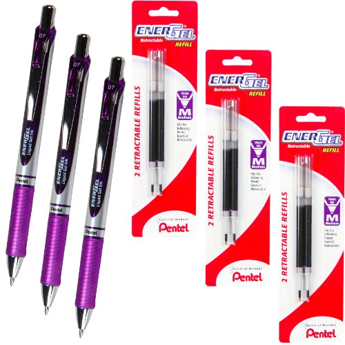 Bolígrafo Pentel Energel Deluxe RTX gel líquido 0.7 mm violeta 3 unidades