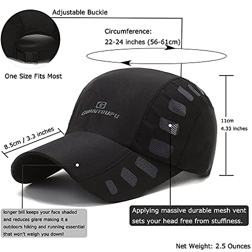 Clape Running Baseball Cap Lightweight Quick Drying Summer Sports Sun Caps Breathable Outdoor Visor Hat (Cp23-Black) #TOP1