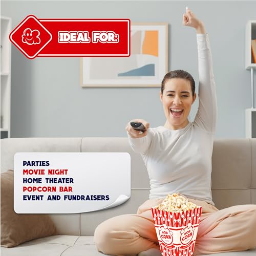 Image of Poppy's Large Popcorn Boxes - 20 Pack 46 Oz Concession-Grade Popcorn Buckets, Popcorn Machine Accessories for Popcorn Bars, Movie Nights, Concessions