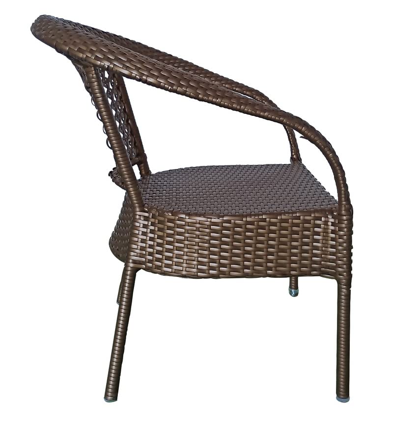Image of Anaya Decor D-8 Chairs Table Set 4+1 Wicker Patio Furniture Sets 4 Chair and 1 Table for Garden Balcony Bedroom Powder Coated Frame Uv Protected Wicker (Brown)