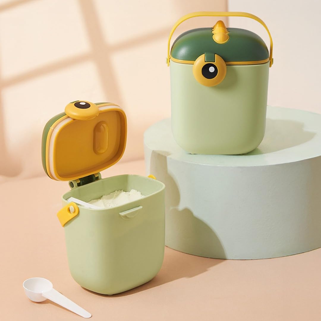 TONY STARK 800g Portable Milk Powder Container, Baby Food Container for Travelling, First Feed Baby Storage Box with Built-In Scoop Holder (Dino Olive Green)-image-30