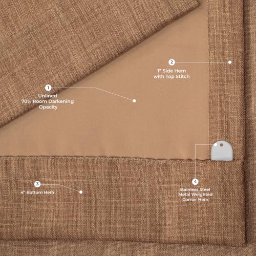 Image of HPD Half Price Drapes - Grommet Faux Linen Curtains for Living Room (1 Panel) - 50W X 108L - Textured Room Darkening Curtains for Bedroom 108 Inches Long - Drapes for Home Decor, Butterscotch