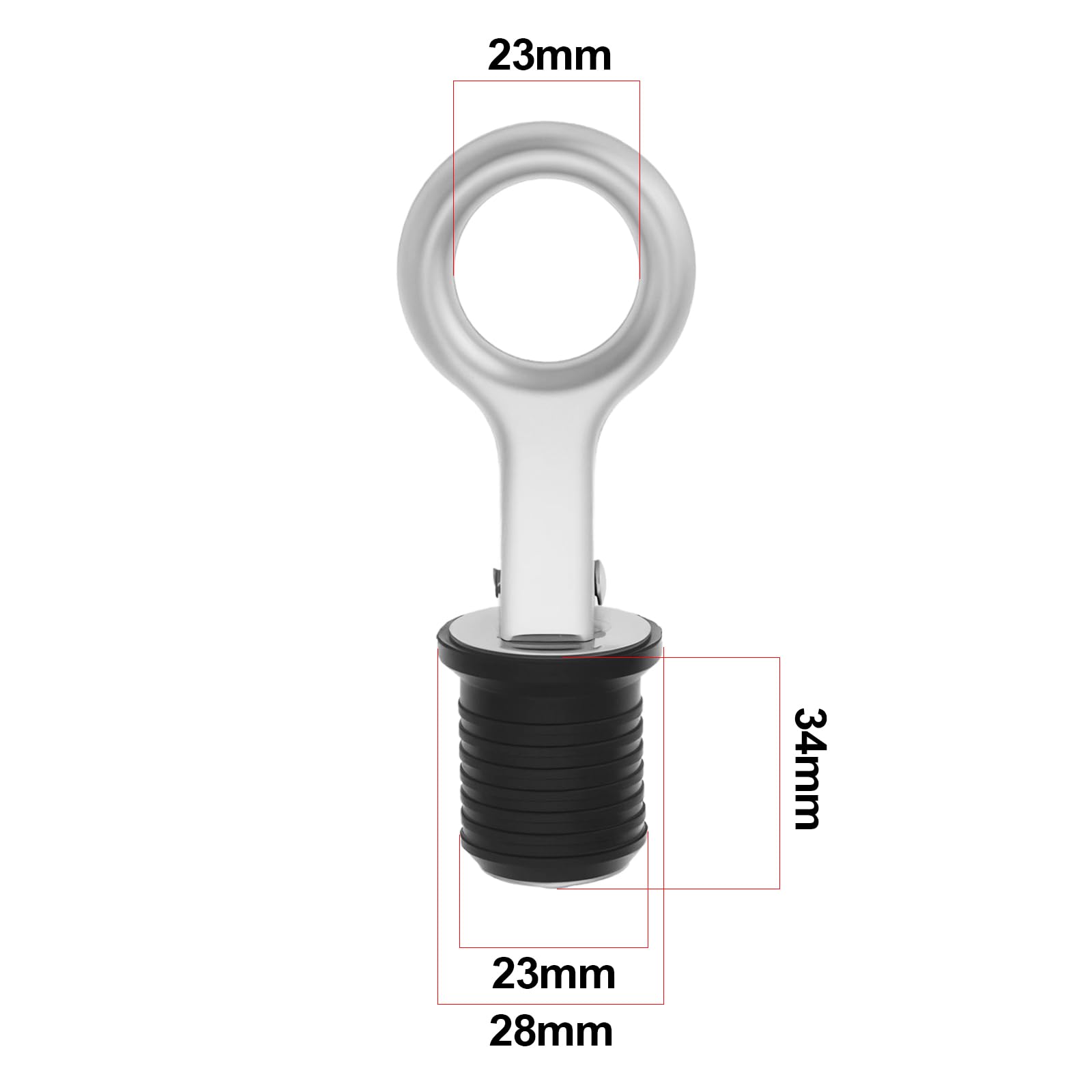 EMSea 2 x 23 mm Gummi-Bootsstopfen, Edelstahl, Marine-Bilgenstopfen, Boote, Ablaufstopfen, Schnellentriegelung, Ablaufstopfen mit Edelstahlgriff