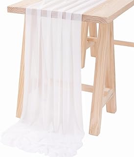 Socomi White Gauze Table Runner Chiffon Like Wedding Table Runner 10FT 120 inches Long Boho Rustic for Bridal Shower Decorations Baby Shower - Buy now