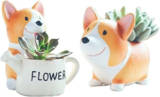 HEMOTON Vaso de Flores 2 unidades de resina de corgi para flores plantador suculento vaso de berçário decoração para casa para varanda de jardim