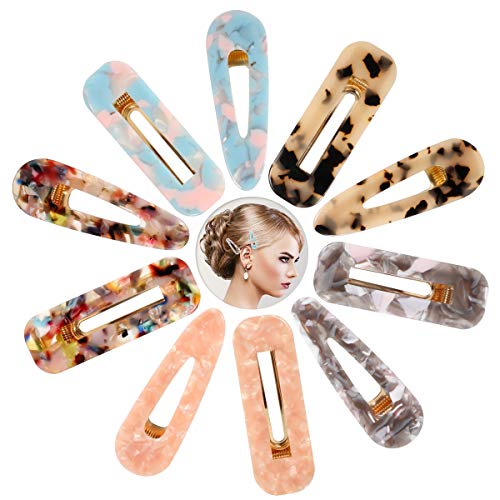 Acrylic Resin Hair for Women Hair Pins Barrettes Fashion Geometric Alligator Hair Birthday Christmas Valentines Day Gifts (10 pcs)