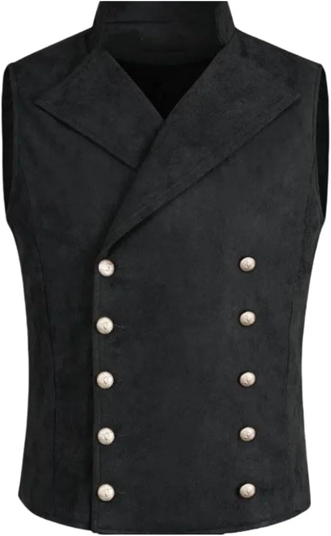 Men's Stand-Up Collar Double Breasted Vest Wedding & Dark Party Steampunk Suit Vest