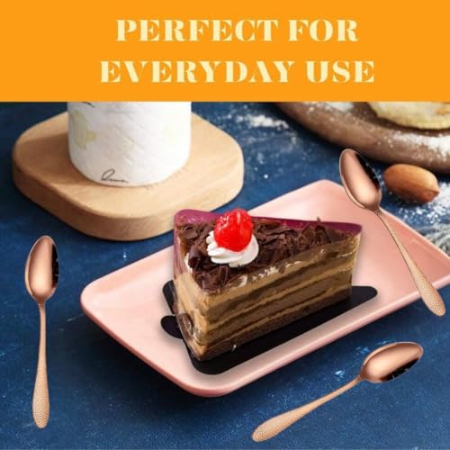 Image of Stainless Steel Spoons, Chamach Set, Elegant Stirring Teaspoons, Perfect for Home, Hotel, Restaurant & More, Mirror Polished Ergonomic Handle (12 Pcs Big Spoon, Rose Gold)