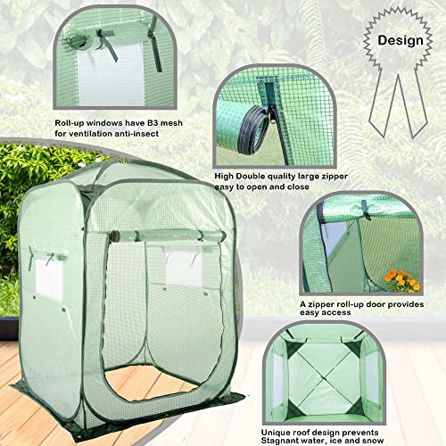 Porayhut Pop Up Greenhouse Tent,Portable X-Large Walk-in Flower House ,Indoor Outdoor Gardening Plant Sunshine Room with PE Mesh Cloth Cover for Protecting Plant from Cold Frost & Birds - Image 5