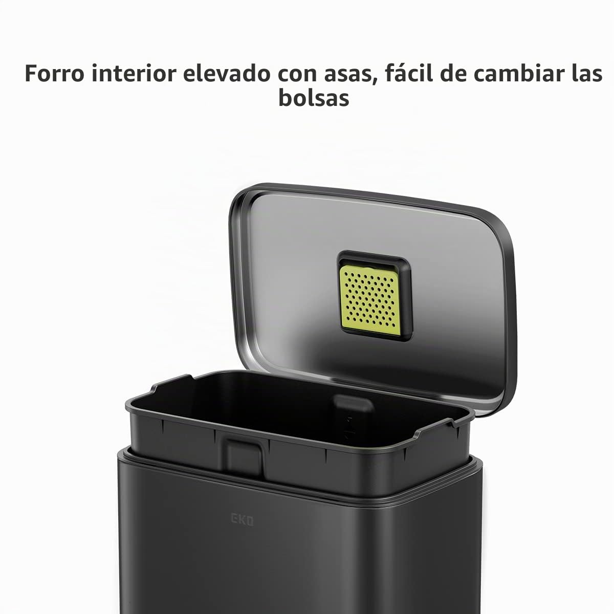 EKO Madison Cubo de Basura para Cocina 50 L con Pedal Negro Mate