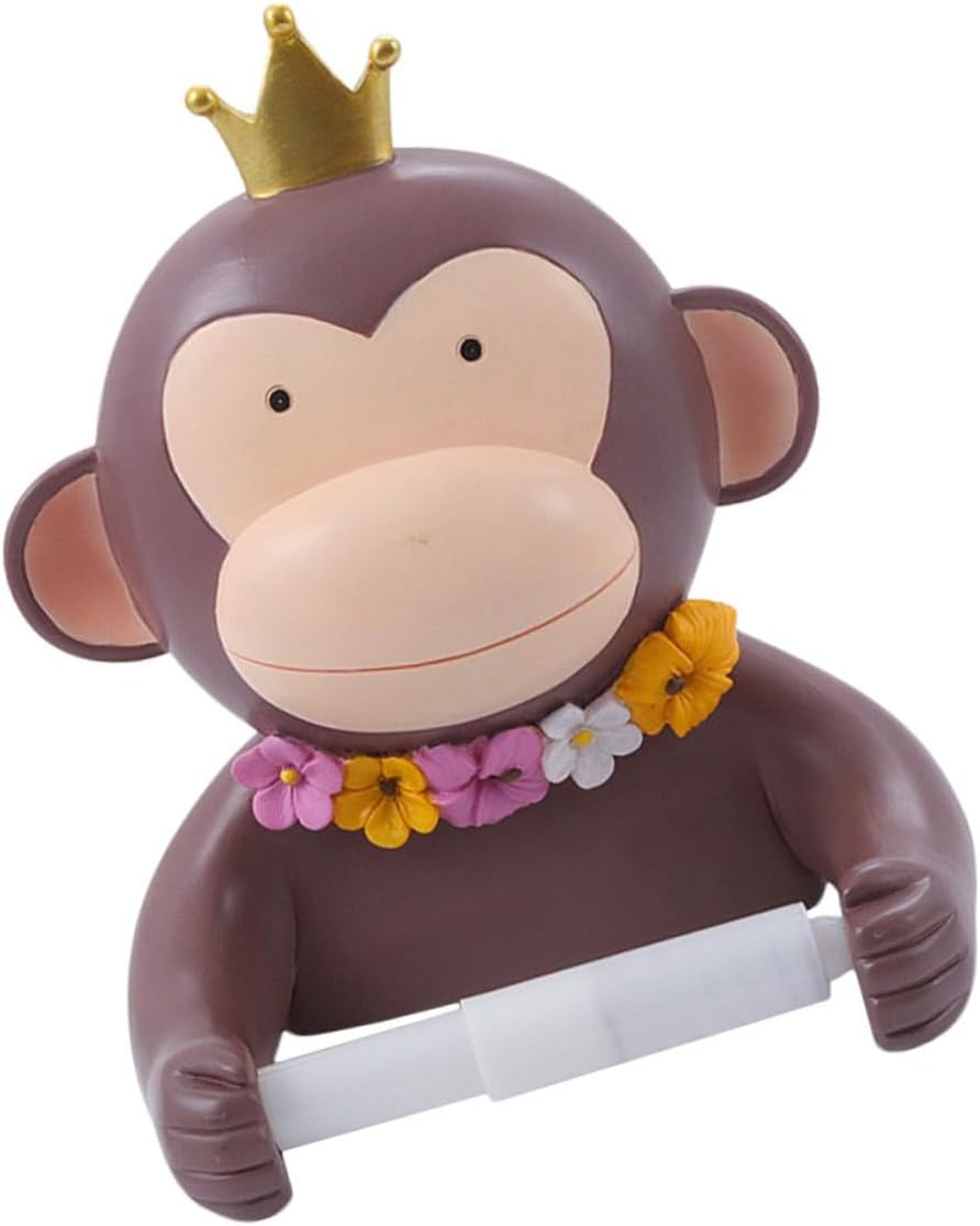 Veemoon Cartoon Monkey Toilet Paper Holder Mounted Roll Paper Stand for Bathroom and Toilet Rust Resistant Decorative Tissue Organizer for Home Office Hotel Use