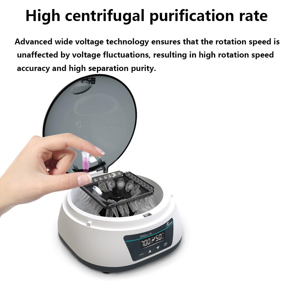 Centrífuga de laboratorio con temporizador 10s-99min, rotor 2 en 1, velocidad ajustable, protección de tapa para experimentos y procesamiento de muestras, tubos no incluidos