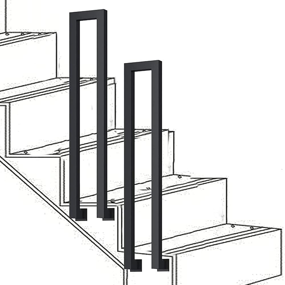 LQSYBHD 2pcs Stair Railing Indoor Side Mount,Hand Rails for Outdoor Steps, Metal U Shaped Handrails for Indoor Stairs, Industrial Wrought Lron Handrail for Stairs Porch Garden(Size:3.12ft/95cm)