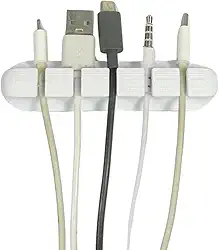 Organizador de Cabos 5 Entradas – Suporte Adesivo para Mesa, Parede ou Carro | Organizador de Fios USB, Tipo-C, Carregador – Preto ou Branco (Branco, 5 Entradas)