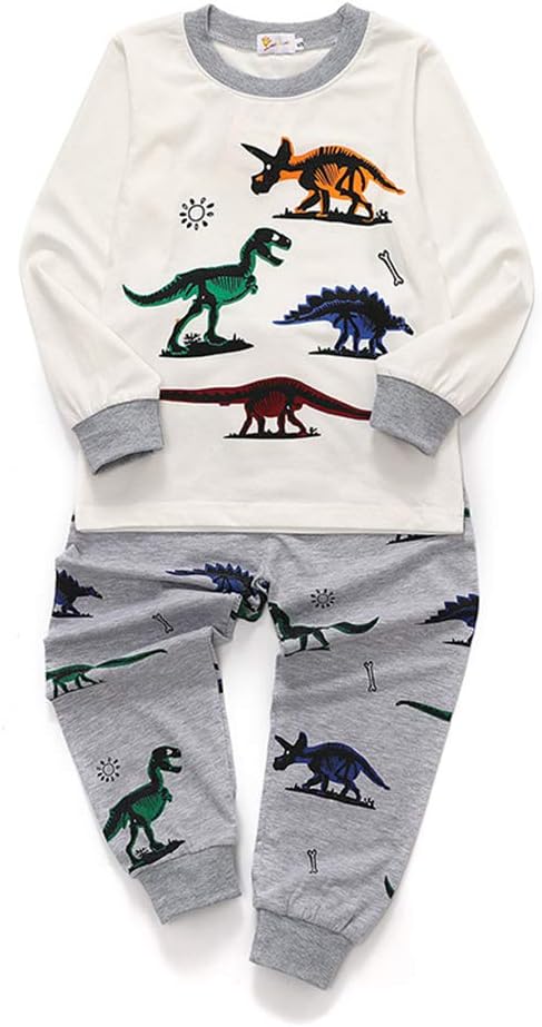 Pigiama Bambino Dinosauro 2 Pezzi - Cotone Maniche Lunghe Per Notte - Foto 7