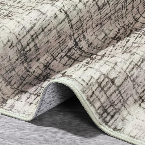 COZYLOOM Washable Runner Rug 2x6 Rug Runner Modern Rug Non Slip Kitchen Rugs Abstract Indoor Entryway Rug Soft Bath Mat Stain Resistant Carpet for Bedroom Hallway Laundry Nursery 2'x6' Taupe