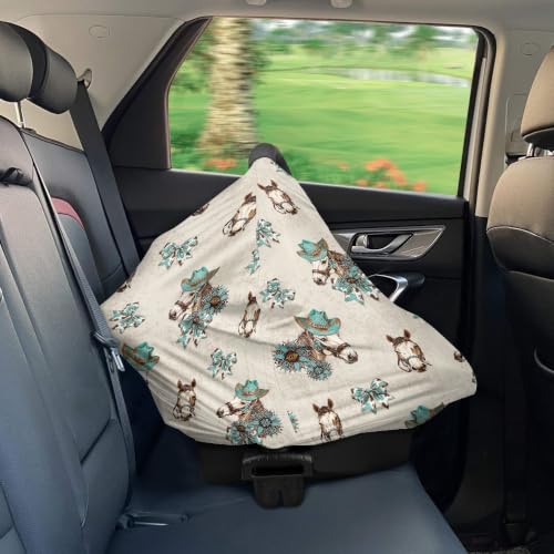 Image of Baby Car Seat Cover Western Horse Car Seat Canopy for Baby