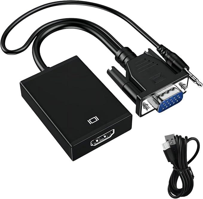 PKOUVOO VGA Eingang zu HDMI Ausgang Adapter 1080P Unidirektionaler vga auf hdmi Adapter mit 3,5 mm Audio Kabel und Netz kabel Von Computer/Laptop mit VGA zu Fernseher/Monitor mit HDMI-Eingang