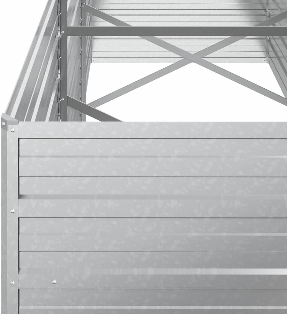 vidaXL Rectangular Garden Raised Bed - Versatile Galvanized Steel Planter Pot - DIY Friendly - Large Outdoor Flower/Herb/Vegetable Bed - Easy Assembly - Durable & Weather- - Silver Finish