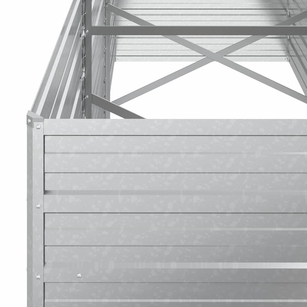 vidaXL Huerto Elevado de Acero Galvanizado, Plata, 240x80x77 cm, Macetero para Patio, Terraza y Jardín, Caja para Flores y Verduras, Huerto DIY, Maceta de Jardín