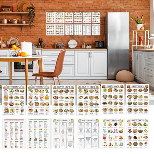 Tableaux pour diabétiques : lot de 12 guides d'index glycémique