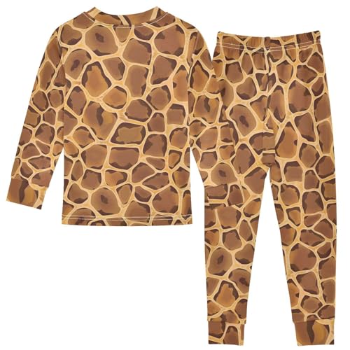 Cartoon Pajamas Set Animal Skin Long Sleeve PJs Cotton Jammies Sleepwear Top and Pants Multicolor2